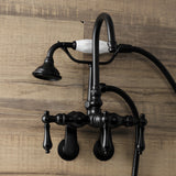 Aqua Vintage AE301T0 Three-Handle 2-Hole Tub Wall Mount Clawfoot Tub Faucet with Hand Shower, Matte Black