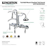 Aqua Vintage AE302T1 Three-Handle 2-Hole Tub Wall Mount Clawfoot Tub Faucet with Hand Shower, Polished Chrome