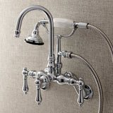Aqua Vintage AE302T1 Three-Handle 2-Hole Tub Wall Mount Clawfoot Tub Faucet with Hand Shower, Polished Chrome