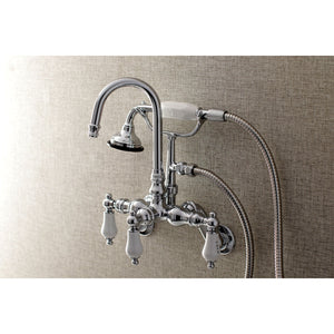 Aqua Vintage AE304T1 Three-Handle 2-Hole Tub Wall Mount Clawfoot Tub Faucet with Hand Shower, Polished Chrome