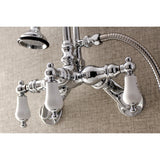 Aqua Vintage AE304T1 Three-Handle 2-Hole Tub Wall Mount Clawfoot Tub Faucet with Hand Shower, Polished Chrome