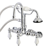 Aqua Vintage AE304T1 Three-Handle 2-Hole Tub Wall Mount Clawfoot Tub Faucet with Hand Shower, Polished Chrome