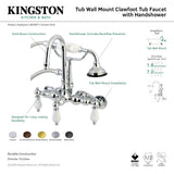 Aqua Vintage AE305T0 Three-Handle 2-Hole Tub Wall Mount Clawfoot Tub Faucet with Hand Shower, Matte Black