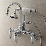 Aqua Vintage AE306T1 Three-Handle 2-Hole Tub Wall Mount Clawfoot Tub Faucet with Hand Shower, Polished Chrome
