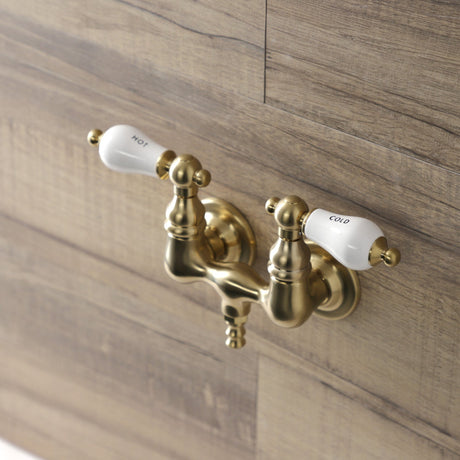 Aqua Vintage AE33T7 Two-Handle 2-Hole Tub Wall Mount Clawfoot Tub Faucet, Brushed Brass