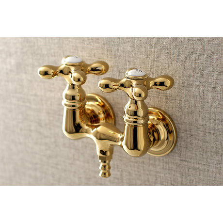 Aqua Vintage AE37T2 Two-Handle 2-Hole Tub Wall Mount Clawfoot Tub Faucet, Polished Brass