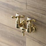 Aqua Vintage AE37T7 Two-Handle 2-Hole Tub Wall Mount Clawfoot Tub Faucet, Brushed Brass