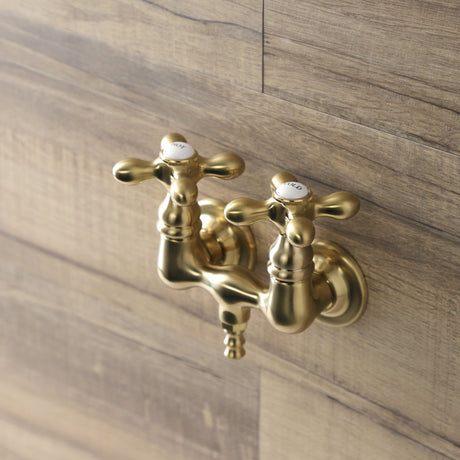 Aqua Vintage AE37T7 Two-Handle 2-Hole Tub Wall Mount Clawfoot Tub Faucet, Brushed Brass