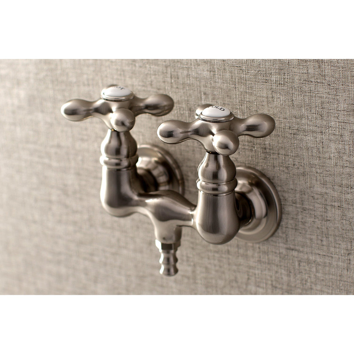Aqua Vintage AE37T8 Two-Handle 2-Hole Tub Wall Mount Clawfoot Tub Faucet, Brushed Nickel