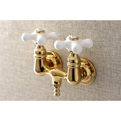 Aqua Vintage AE39T2 Two-Handle 2-Hole Tub Wall Mount Clawfoot Tub Faucet, Polished Brass