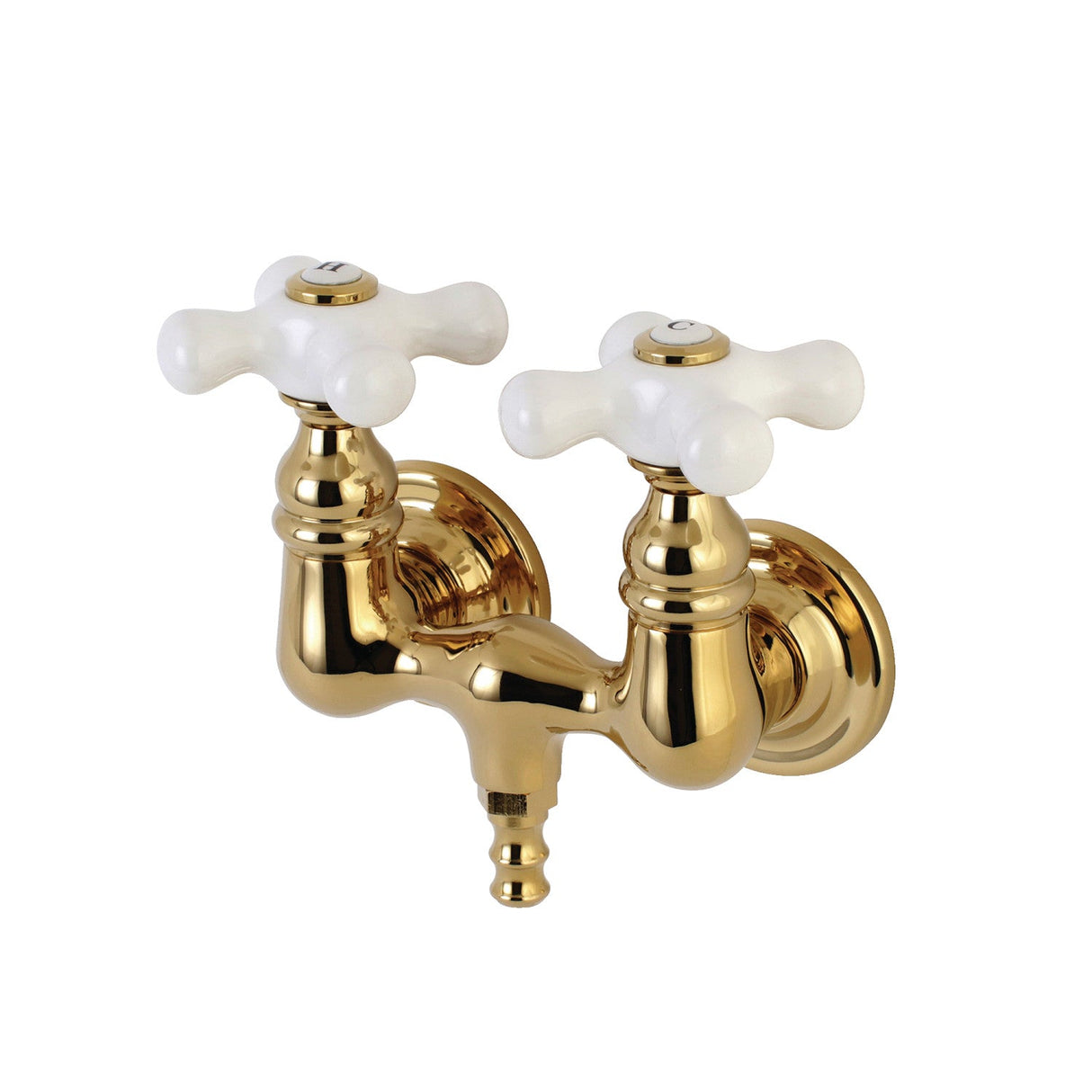 Aqua Vintage AE39T2 Two-Handle 2-Hole Tub Wall Mount Clawfoot Tub Faucet, Polished Brass
