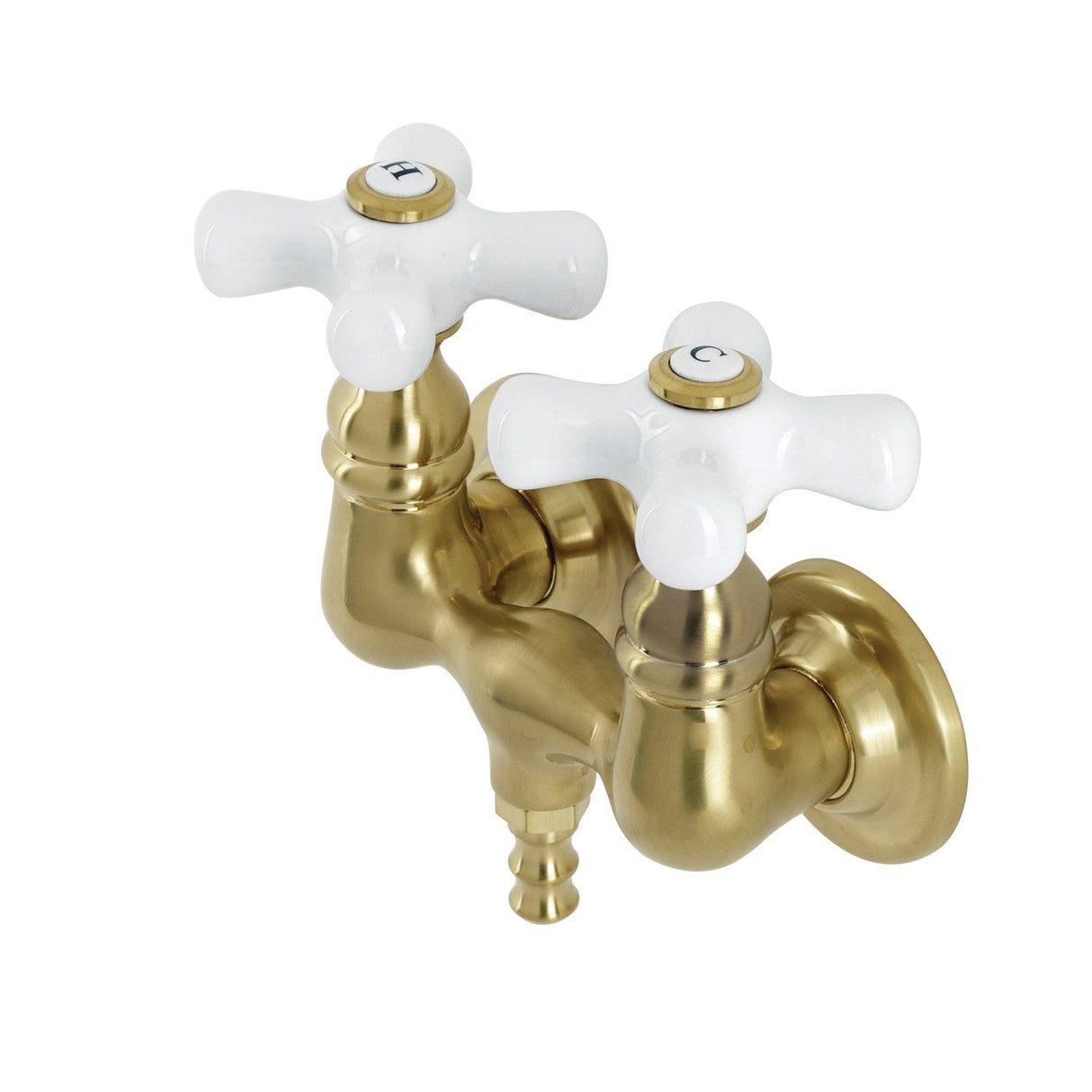 Aqua Vintage AE39T7 Two-Handle 2-Hole Tub Wall Mount Clawfoot Tub Faucet, Brushed Brass