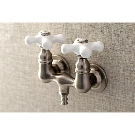 Aqua Vintage AE39T8 Two-Handle 2-Hole Tub Wall Mount Clawfoot Tub Faucet, Brushed Nickel