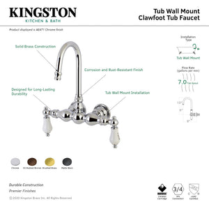 Aqua Vintage AE3T0 Two-Handle 2-Hole Tub Wall Mount Clawfoot Tub Faucet, Matte Black
