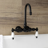 Aqua Vintage AE3T0 Two-Handle 2-Hole Tub Wall Mount Clawfoot Tub Faucet, Matte Black