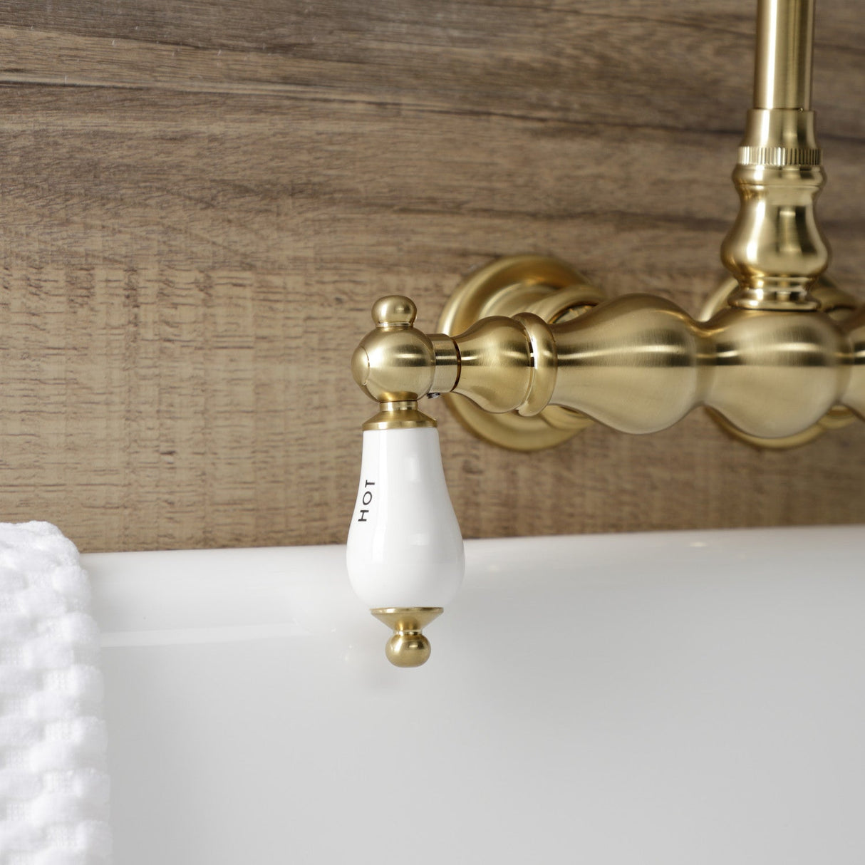 Aqua Vintage AE3T7 Two-Handle 2-Hole Tub Wall Mount Clawfoot Tub Faucet, Brushed Brass