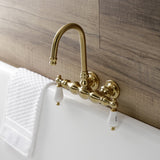 Aqua Vintage AE3T7 Two-Handle 2-Hole Tub Wall Mount Clawfoot Tub Faucet, Brushed Brass