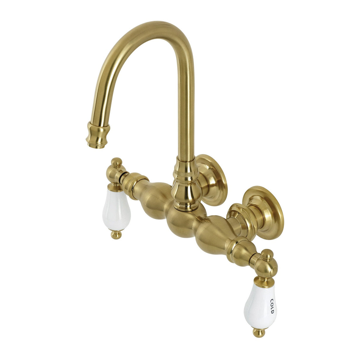 Aqua Vintage AE3T7 Two-Handle 2-Hole Tub Wall Mount Clawfoot Tub Faucet, Brushed Brass