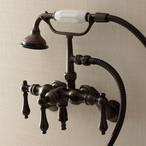 Vintage AE419T5 Three-Handle 2-Hole Tub Wall Mount Clawfoot Tub Faucet with Hand Shower, Oil Rubbed Bronze