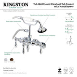Vintage AE420T1 Three-Handle 2-Hole Tub Wall Mount Clawfoot Tub Faucet with Hand Shower, Polished Chrome