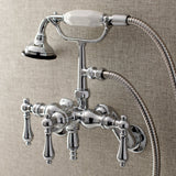 Vintage AE420T1 Three-Handle 2-Hole Tub Wall Mount Clawfoot Tub Faucet with Hand Shower, Polished Chrome