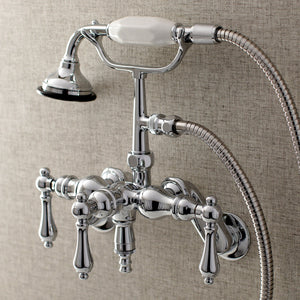 Vintage AE420T1 Three-Handle 2-Hole Tub Wall Mount Clawfoot Tub Faucet with Hand Shower, Polished Chrome