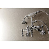 Vintage AE420T1 Three-Handle 2-Hole Tub Wall Mount Clawfoot Tub Faucet with Hand Shower, Polished Chrome