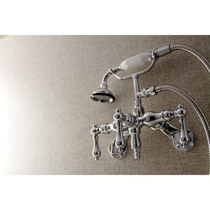 Vintage AE420T1 Three-Handle 2-Hole Tub Wall Mount Clawfoot Tub Faucet with Hand Shower, Polished Chrome