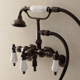 Vintage AE421T5 Three-Handle 2-Hole Tub Wall Mount Clawfoot Tub Faucet with Hand Shower, Oil Rubbed Bronze