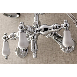 Vintage AE422T1 Three-Handle 2-Hole Tub Wall Mount Clawfoot Tub Faucet with Hand Shower, Polished Chrome