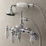 Vintage AE424T1 Three-Handle 2-Hole Tub Wall Mount Clawfoot Tub Faucet with Hand Shower, Polished Chrome