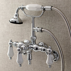 Vintage AE424T1 Three-Handle 2-Hole Tub Wall Mount Clawfoot Tub Faucet with Hand Shower, Polished Chrome