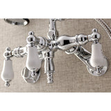 Vintage AE424T1 Three-Handle 2-Hole Tub Wall Mount Clawfoot Tub Faucet with Hand Shower, Polished Chrome