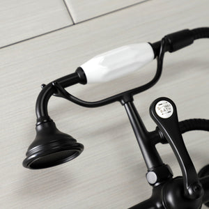 Aqua Vintage AE51T0 Three-Handle 2-Hole Tub Wall Mount Clawfoot Tub Faucet with Hand Shower, Matte Black
