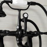 Aqua Vintage AE51T0 Three-Handle 2-Hole Tub Wall Mount Clawfoot Tub Faucet with Hand Shower, Matte Black
