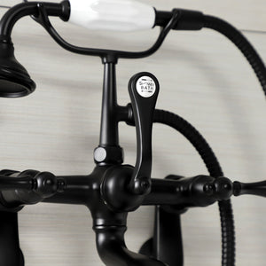 Aqua Vintage AE51T0 Three-Handle 2-Hole Tub Wall Mount Clawfoot Tub Faucet with Hand Shower, Matte Black