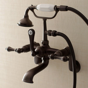 Aqua Vintage AE51T5 Three-Handle 2-Hole Tub Wall Mount Clawfoot Tub Faucet with Hand Shower, Oil Rubbed Bronze