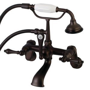 Aqua Vintage AE51T5 Three-Handle 2-Hole Tub Wall Mount Clawfoot Tub Faucet with Hand Shower, Oil Rubbed Bronze