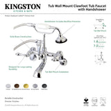 Aqua Vintage AE52T1 Three-Handle 2-Hole Tub Wall Mount Clawfoot Tub Faucet with Hand Shower, Polished Chrome