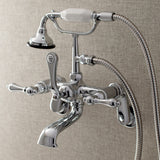 Aqua Vintage AE52T1 Three-Handle 2-Hole Tub Wall Mount Clawfoot Tub Faucet with Hand Shower, Polished Chrome