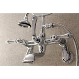 Aqua Vintage AE52T1 Three-Handle 2-Hole Tub Wall Mount Clawfoot Tub Faucet with Hand Shower, Polished Chrome