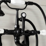Aqua Vintage AE53T0 Three-Handle 2-Hole Tub Wall Mount Clawfoot Tub Faucet with Hand Shower, Matte Black