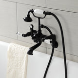 Aqua Vintage AE53T0 Three-Handle 2-Hole Tub Wall Mount Clawfoot Tub Faucet with Hand Shower, Matte Black