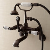 Aqua Vintage AE53T5 Three-Handle 2-Hole Tub Wall Mount Clawfoot Tub Faucet with Hand Shower, Oil Rubbed Bronze