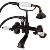 Aqua Vintage AE53T5 Three-Handle 2-Hole Tub Wall Mount Clawfoot Tub Faucet with Hand Shower, Oil Rubbed Bronze