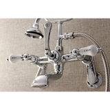 Aqua Vintage AE54T1 Three-Handle 2-Hole Tub Wall Mount Clawfoot Tub Faucet with Hand Shower, Polished Chrome