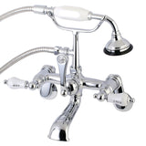 Aqua Vintage AE54T1 Three-Handle 2-Hole Tub Wall Mount Clawfoot Tub Faucet with Hand Shower, Polished Chrome