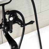 Aqua Vintage AE551T0 Three-Handle 2-Hole Tub Wall Mount Clawfoot Tub Faucet with Hand Shower, Matte Black