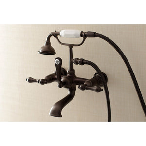 Aqua Vintage AE551T5 Three-Handle 2-Hole Tub Wall Mount Clawfoot Tub Faucet with Hand Shower, Oil Rubbed Bronze