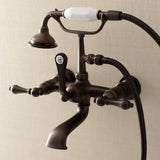 Aqua Vintage AE551T5 Three-Handle 2-Hole Tub Wall Mount Clawfoot Tub Faucet with Hand Shower, Oil Rubbed Bronze